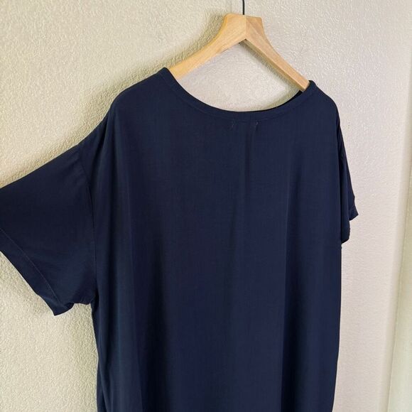 CP Shades Oversized Rayon Shirt Dress Womens Sz XS Navy Blue Pockets Minimalist - Picture 8 of 10